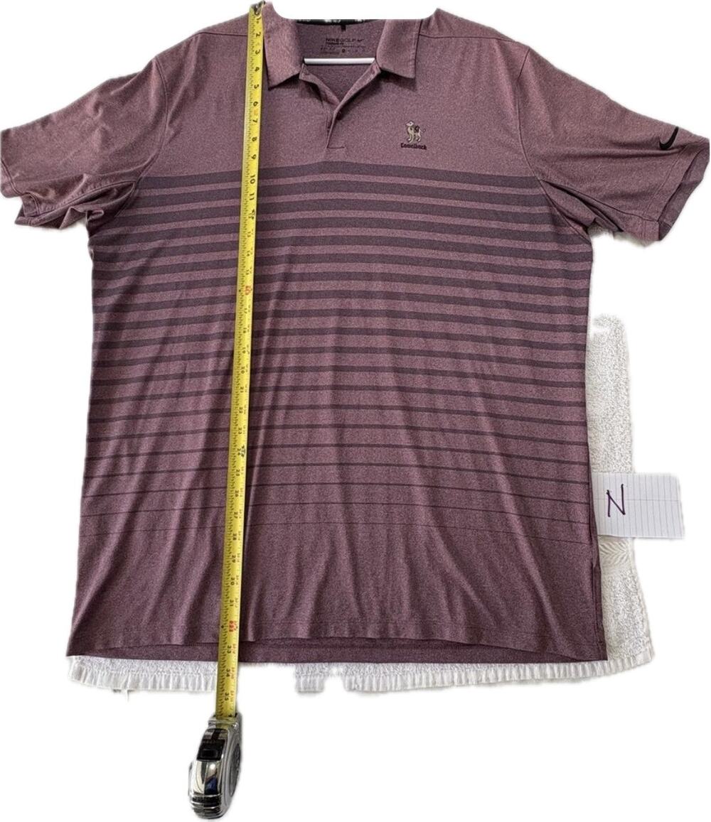 Nike Golf Men's XL Camelback Golf Club Striped Dri-Fit Polo burgundy maroon